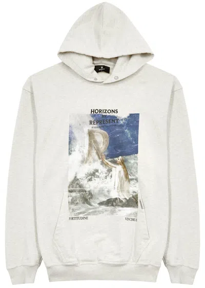 Represent Higher Truth Printed Hooded Cotton Sweatshirt In Cream