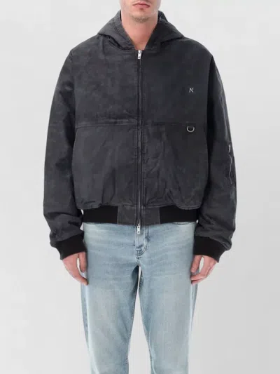 Represent Hooded Bomber Jacket Metal Ring Detail In Multi
