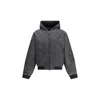 Represent Cropped Hooded Bomber Jacket With Subtle Logo Detail In Gray