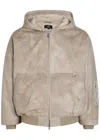 Represent Hooded Brushed Stretch-cotton Bomber Jacket In Neutral