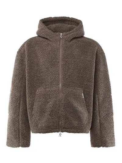Represent Hooded Fleece Jacket In Marrone