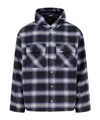 Represent Mens Midnight Navy Check-pattern Hooded Flannel Jacket In Black