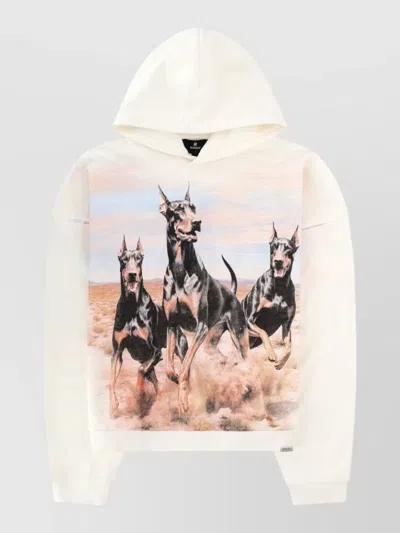 Represent Hooded Sweatshirt Graphic Print Ribbed Cuffs Hem In White