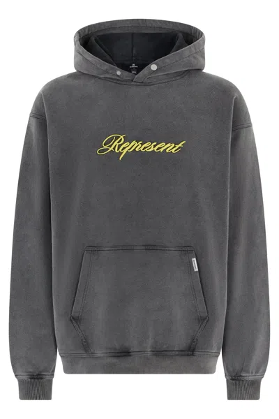 Represent Hooded Sweatshirt With Embroidery In Gray