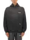 Represent Washed Black Hoodie With Relaxed Fit In Black
