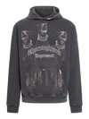 Represent Black Hoodie With Fixed Hood And Maxi Print On The Front In Cotton Man In Black