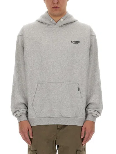 Represent Hooded Sweatshirt With Subtle Logo In Grey