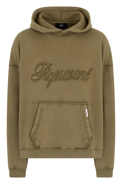 Represent Hoodie With Embroidered Logo In Brown