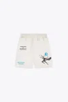 REPRESENT ICARUS SHORT OFF WHITE LYOCELL SHORTS WITH ICARUS GRAPHIC PRINT AND LOGO - ICARUS SHORT