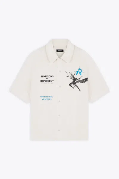 Represent Icarus Ss Shirt Off White Lyocell Shirt With Icarus Graphic Print And Logo - Icarus Short Sleeve Shi In Panna