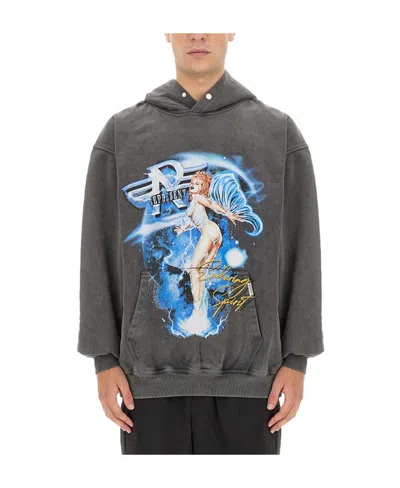 Represent Illustration-print Washed Cotton Hoodie In Black
