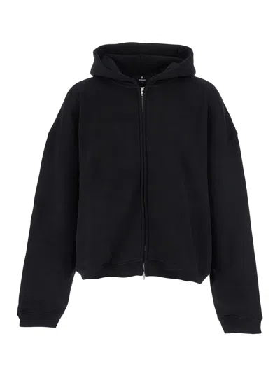 REPRESENT BLACK SWEATSHIRT WITH LOGO EMBROIDERY ON THE HOOD AND DROPPED SHOULDERS IN COTTON MAN