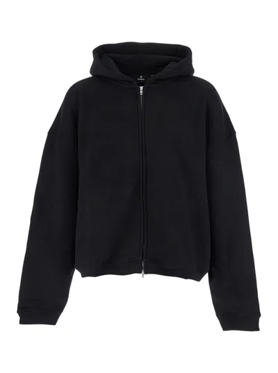 REPRESENT BLACK SWEATSHIRT WITH LOGO EMBROIDERY ON THE HOOD AND DROPPED SHOULDERS IN COTTON MAN
