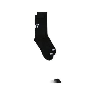Represent Intarsia Logo Calf-length Socks In Black