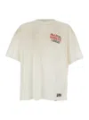 Represent White Crewneck T-shirt With Logo On Front And Rear In Cotton Blend Man In White