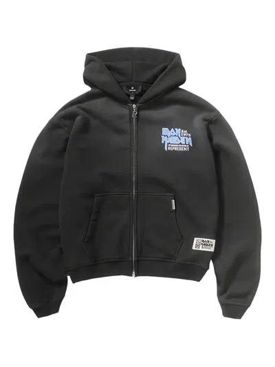 Represent Iron Maiden Zip-up Hoodie In Black