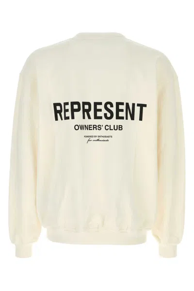 Represent Ivory Cotton  Owners Club Sweatshirt In Flatwhite