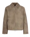 Represent Plush Brown Shearling Jacket With Fur Collar In Brown
