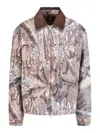 Represent Mens Tree-graphic Print Camouflage Cotton Trucker Jacket In Brown