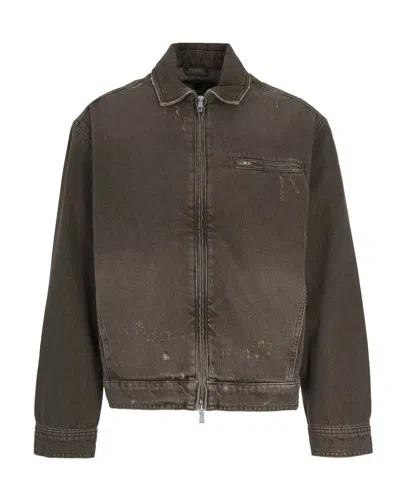 Represent Washed Cotton Denim Jacket In Black