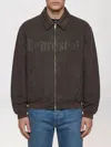 Represent Roscoe Logo Detail Cotton Canvas Bomber Jacket In Brown