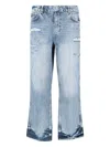 Represent Straight Leg Trousers With Distressed Style In Blue