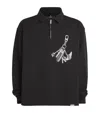 Represent Mens Jet Black Graphic-print Quarter-zip Cotton-jersey Sweatshirt In Black