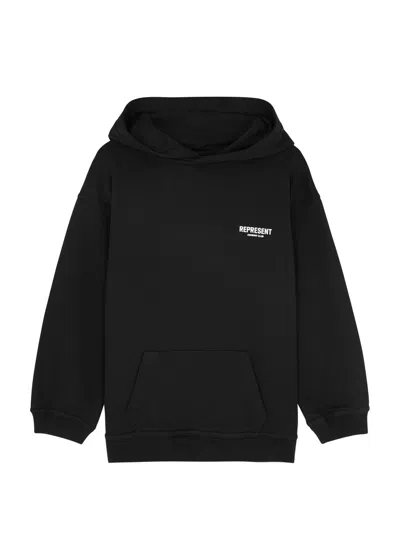 Represent Kids Owner's Club Logo Hooded Cotton Sweatshirt (2-5 Years) In Black