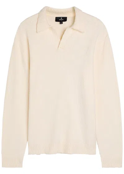 Represent Knitted Logo Bouclé Polo Jumper In Gray