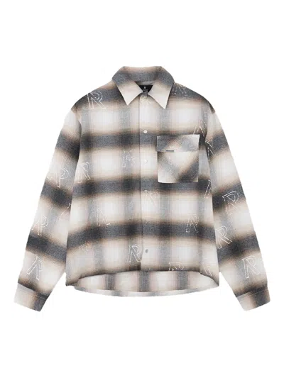 Represent All-over-initial Flannel Shirt In White