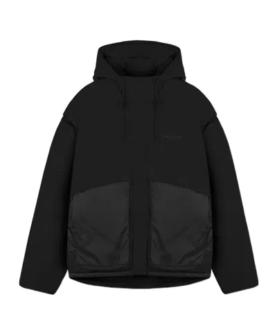 Represent Layered Hooded Down Jacket In Black