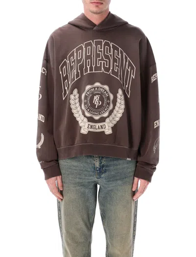 Represent Legacy Crest Graphic Cotton Hoodie In Gray