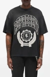 Represent Legacy Crest Cotton T-shirt With Distressed Effect In Black