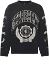 Represent Cotton Sweatshirt With Distressed Effect In Black