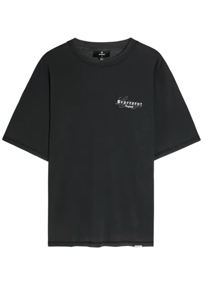 Represent Legacy Overprint Logo Cotton T-shirt In Gray