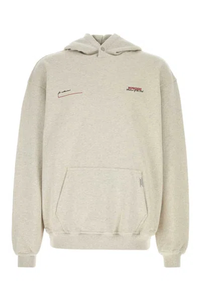 Represent Light Beige Logo Hoodie In Gray