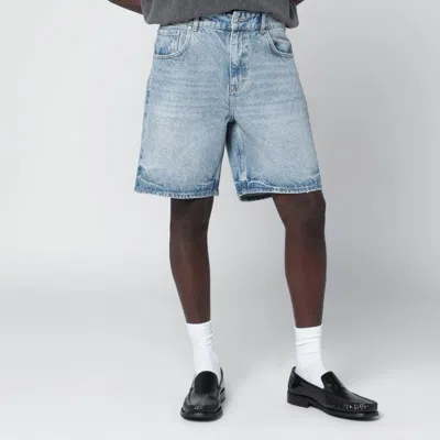 Represent Light Blue Washed-effect Denim Bermuda Shorts