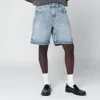 Represent Blue Shorts With R Logo Embossed On The Back In Denim Man In Blue