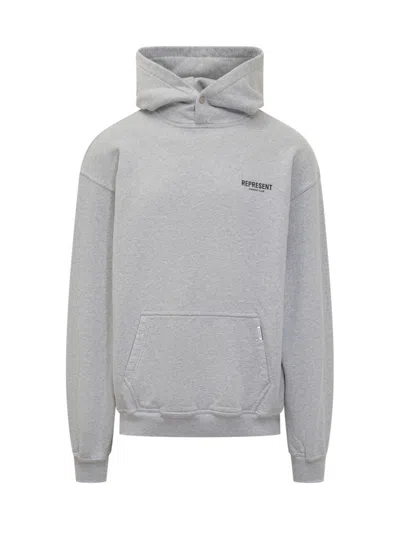 Represent Light Grey Logo Hoodie In Gray