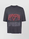 Represent Grey Crewneck T-shirt With Maxi Logo Print On Front And Rear In Cotton Blend Man In Gray