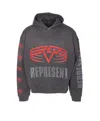 Represent Grey Hoodie With Maxi Logo Print On Front And Rear And Dropped Shoulders In Cotton Man In Gray