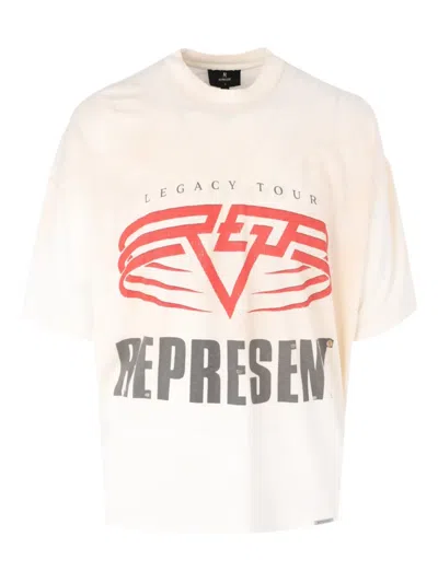 Represent Mens Washed Ecru Legacy Tour Graphic-print Short-sleeves Cotton Blend T-shirt In White