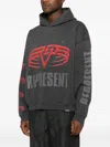 Represent Grey Hoodie With Maxi Logo Print On Front And Rear And Dropped Shoulders In Cotton Man In Gray