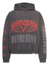 Represent Grey Hoodie With Maxi Logo Print On Front And Rear And Dropped Shoulders In Cotton Man In Gray