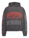 Represent Grey Hoodie With Maxi Logo Print On Front And Rear And Dropped Shoulders In Cotton Man In Gray