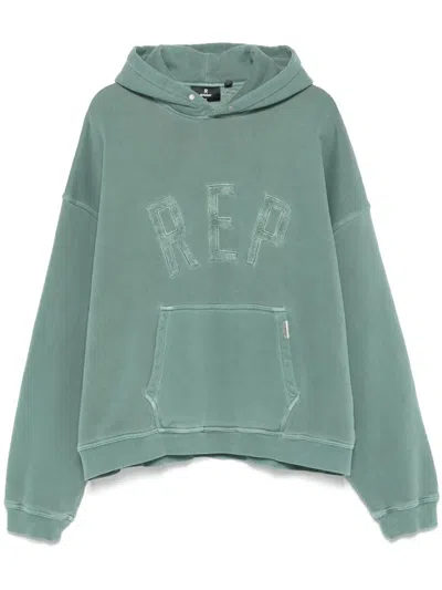 Represent Cotton Applique Hoodie In Green