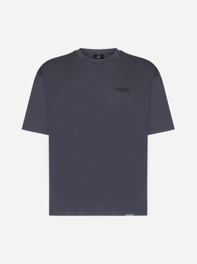 Represent Logo Cotton T-shirt In Grey