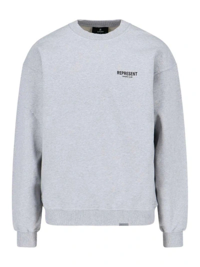 Represent Logo Crew Neck Sweatshirt In Grey