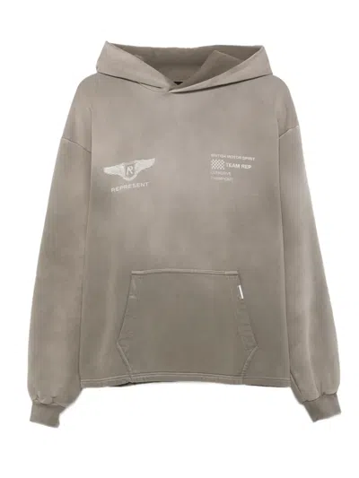Represent Logo-embellished Hoodie In Gray