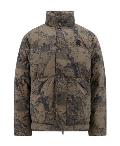 REPRESENT LOGO-EMBROIDERED CAMOUFLAGE PUFFER JACKET